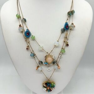 Betsey Johnson Triple Strand Beaded and Jeweled Necklace